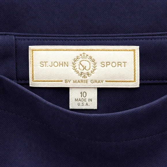 St. John Sport Navy Cotton Jacket & Pants Set Gold Buttons Trim Size M / 10 USA - Picture 8 of 12